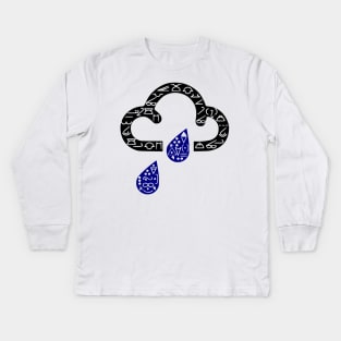 Retro cloud and rain symbols Kids Long Sleeve T-Shirt